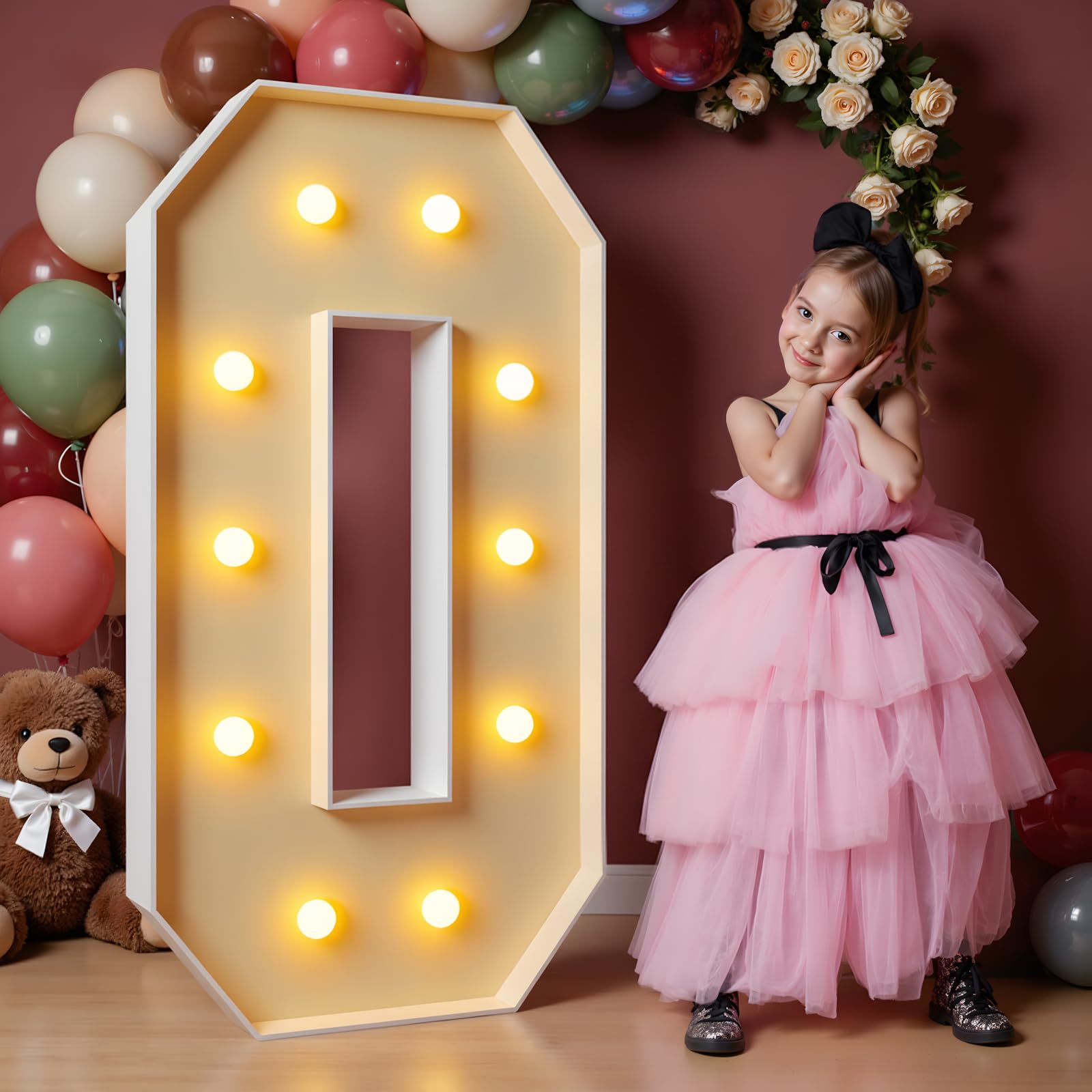 Photo 1 of imprsv 4FT Marquee Letters Large Light Up Letters for Birthday Party Decor Wedding Decorations, Marquee O for Party Decoration Large Signs Arch Kit Decorations