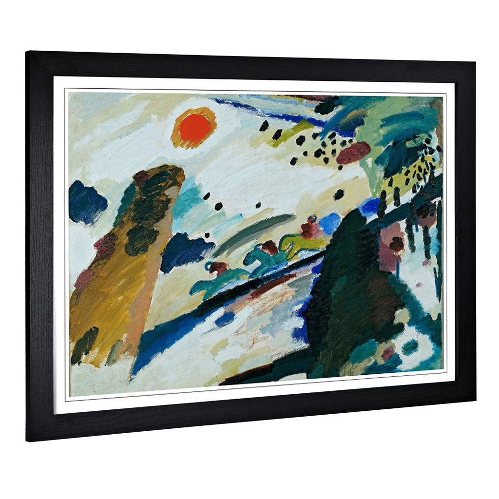 Big Box Art Framed Print of Wassily Kandinski Romantic Landscape Design | Wall Art Picture | Home Decor for Kitchen, Living Room, Bedroom, Hallway, Black, A2 / 24.5x18 Inch / 62x45cm