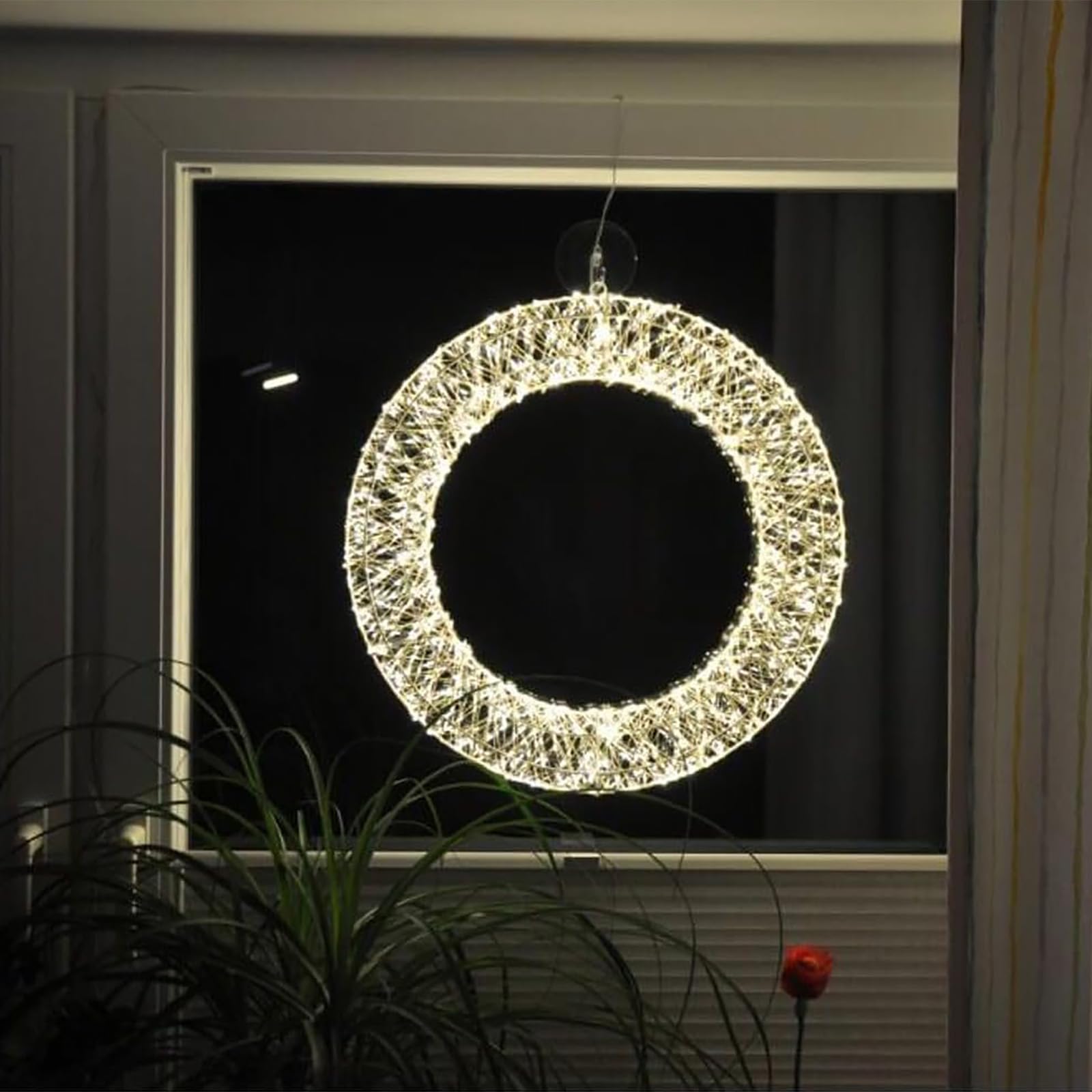 LED Lichterkranz 50 cm 1440 LEDs Warmweiß Timer Weihnachtskranz Leuchtkranz | BURI LED-Drahtkranz IP44 für Tür, Fenster und Außenbereich mit Timer als stimmungsvolle Weihnachtsbeleuchtung außen
