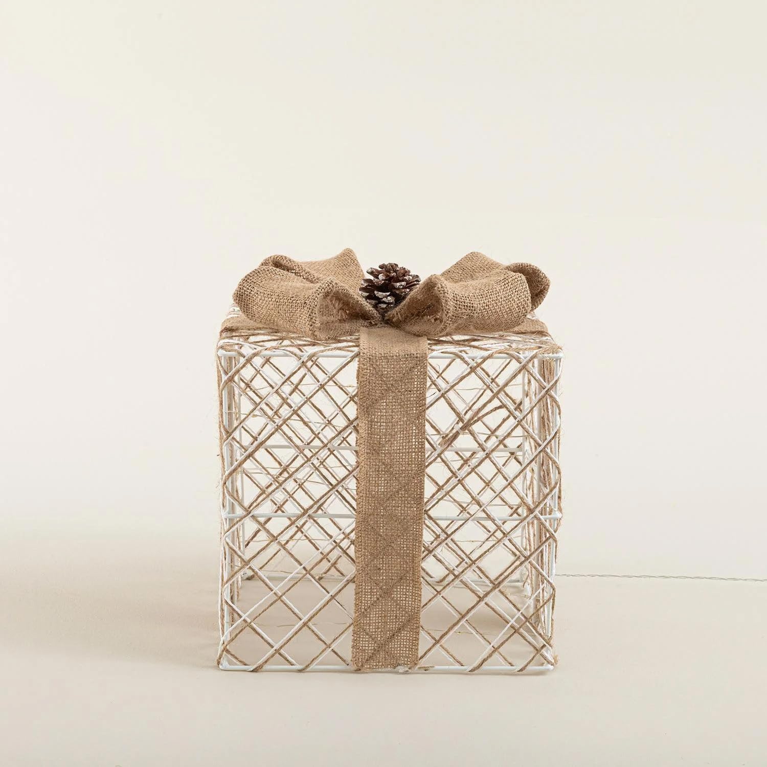 Giftbox Işıklı Dekoratif Obje 25 Cm Natural