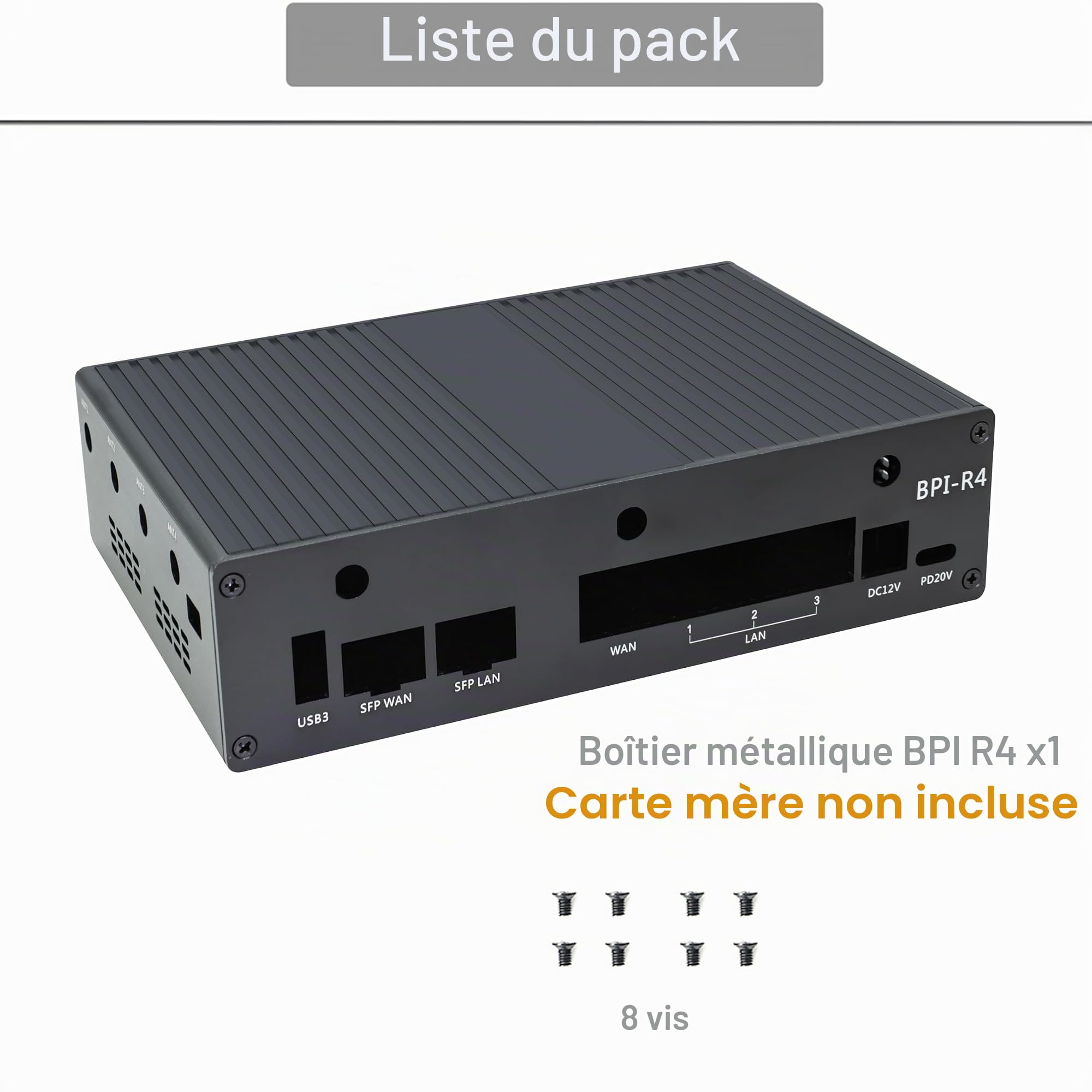 WayPonDEV Boîtier en métal noir pour carte routeur Wi-Fi double bande sans fil Banana Pi BPI-R4 OpenWRT, coque chauffante en métal pour Banana Pi BPI-R4 MediaTek MT7988A (Filogic 880) Ordinateur