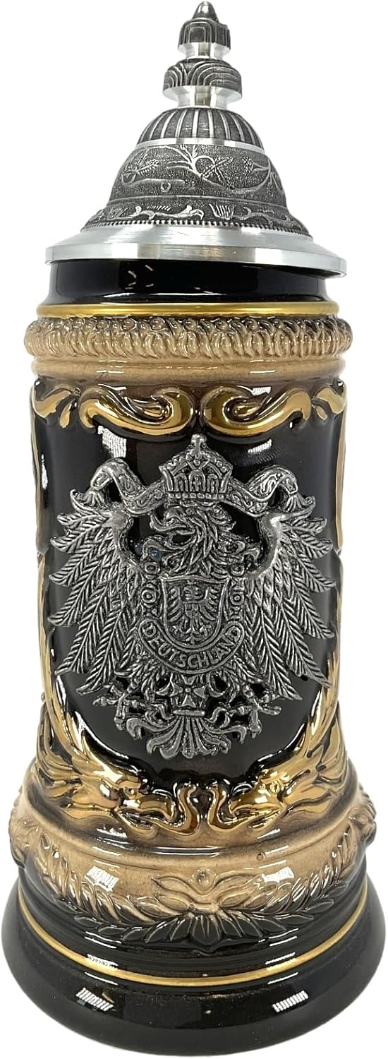 Pinnacle Peak Trading Company German Beer Stein with Pewter Eagle Relief Made in Germany New Mug