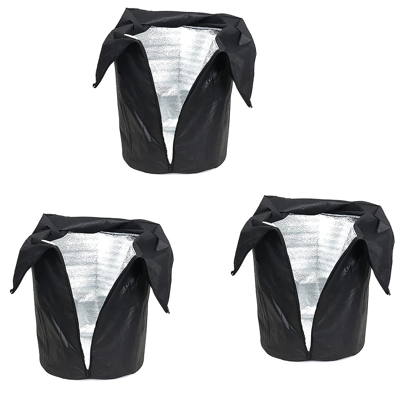 SUFUBAI 3 Pack Flower Pot Cover for Winter, Outdoor Garden Plant Pot Protector Plant Covers Freeze Protection with Drawstring and Zipper for Potted Plants Shrubs Fruit Trees