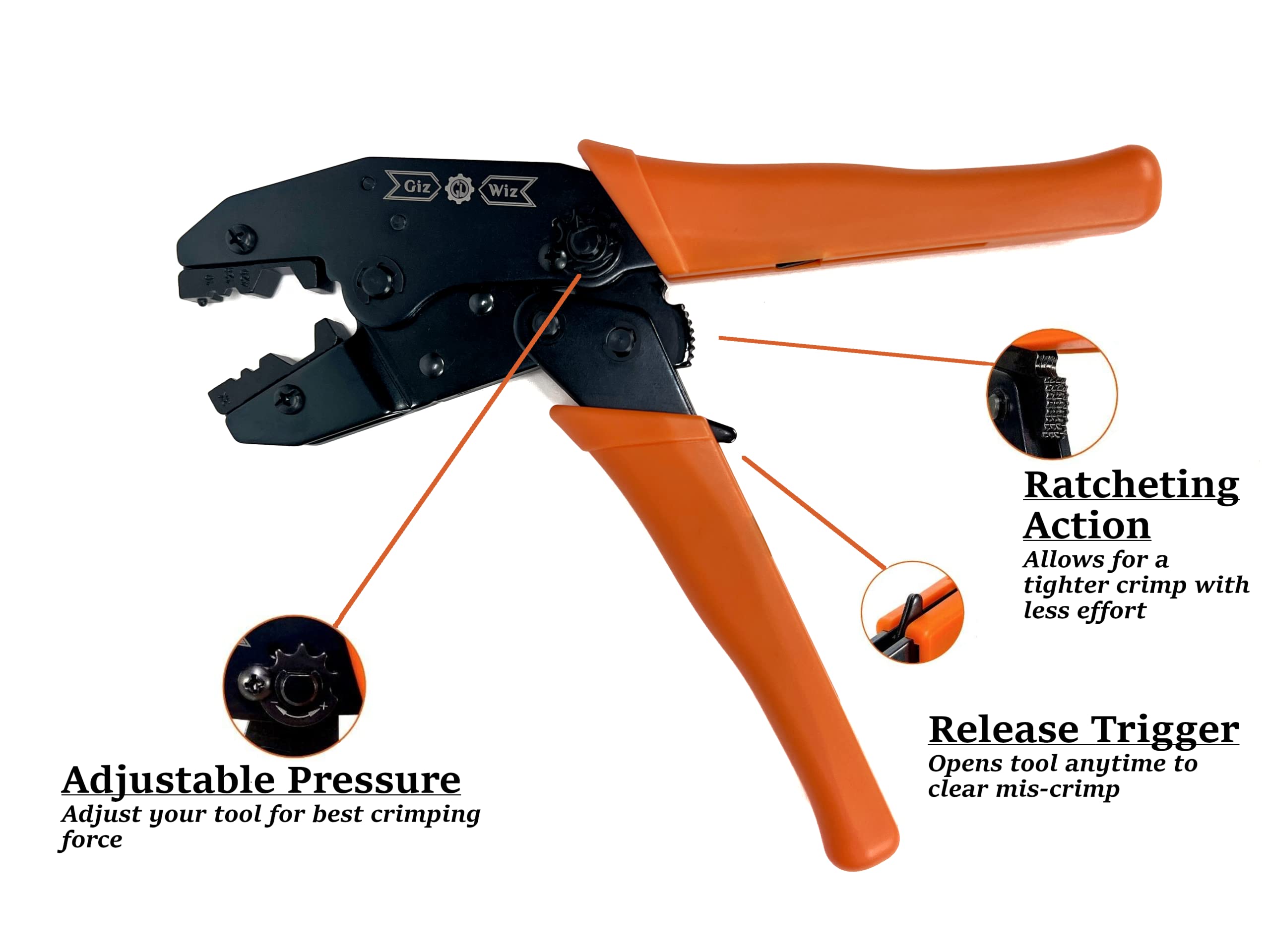GIZWIZ RF Coax Ratcheting Crimp Tool Lite For RG8 RG11 RG174