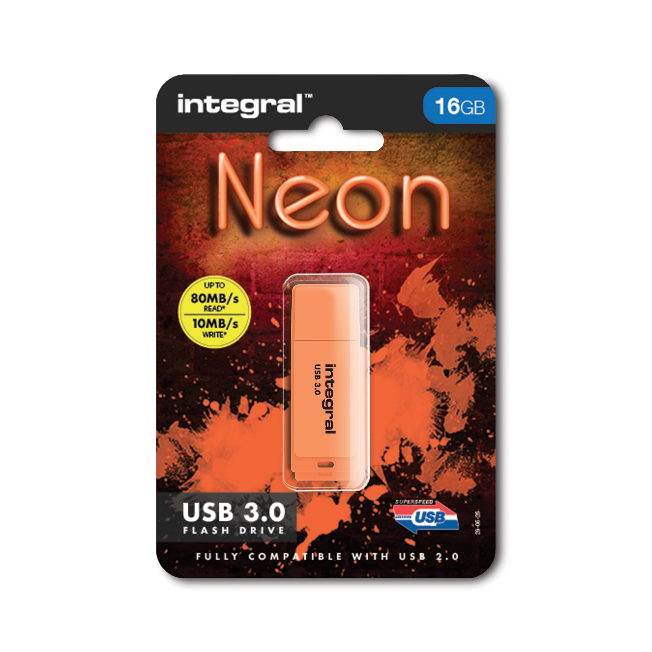 Integral Neon - Memoria Flash (USB 3.0) Naranja 16 GB