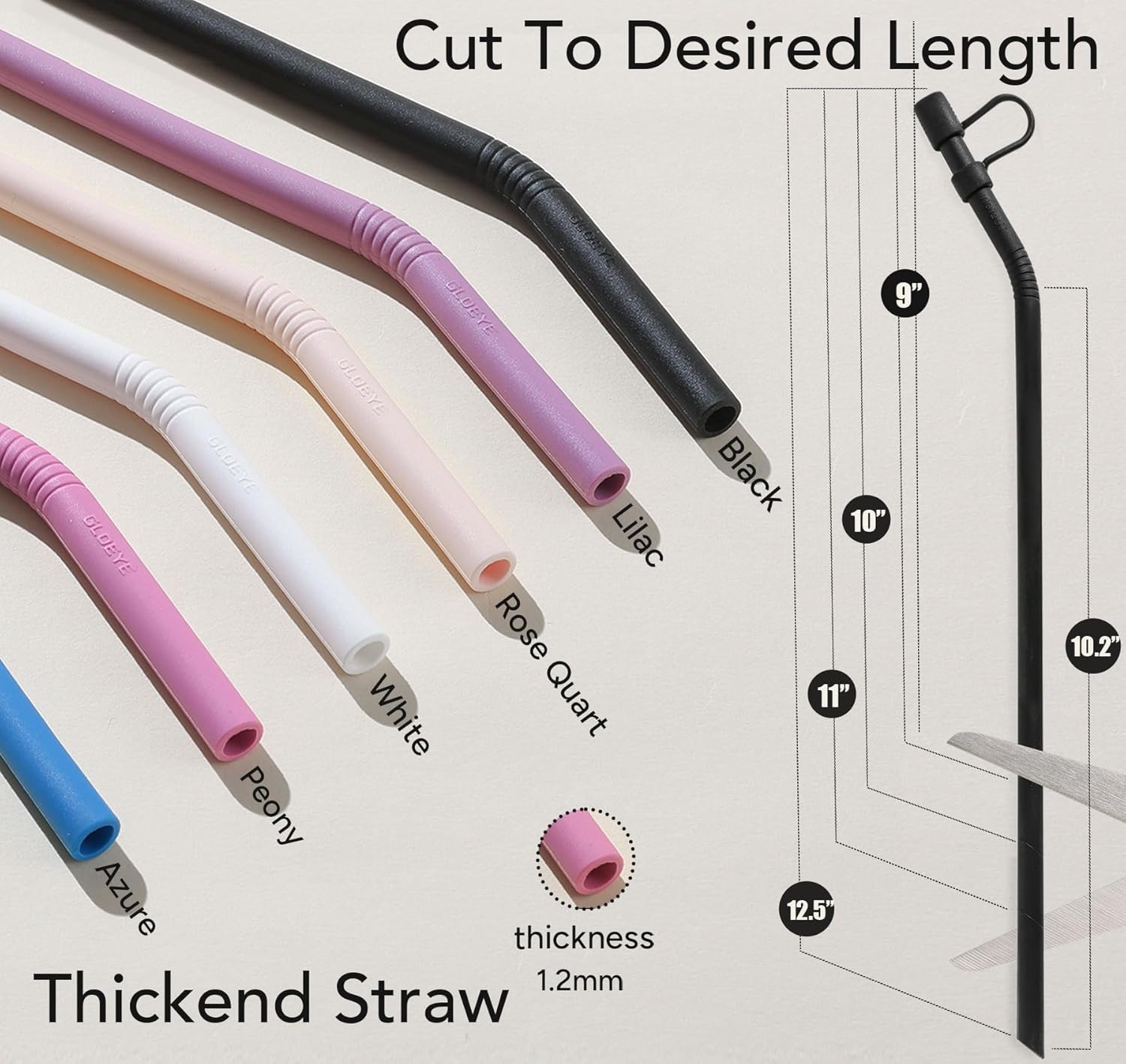 12" Extra Long Silicone Replacement Straw With Cover for Stanley Owala 30/32/40 oz Cup/Tumbler, 6 Pack Reusable Flexible Bent Drinking Straw with Removable Cap/Topper,Stanley Cup Accessories - Image 6