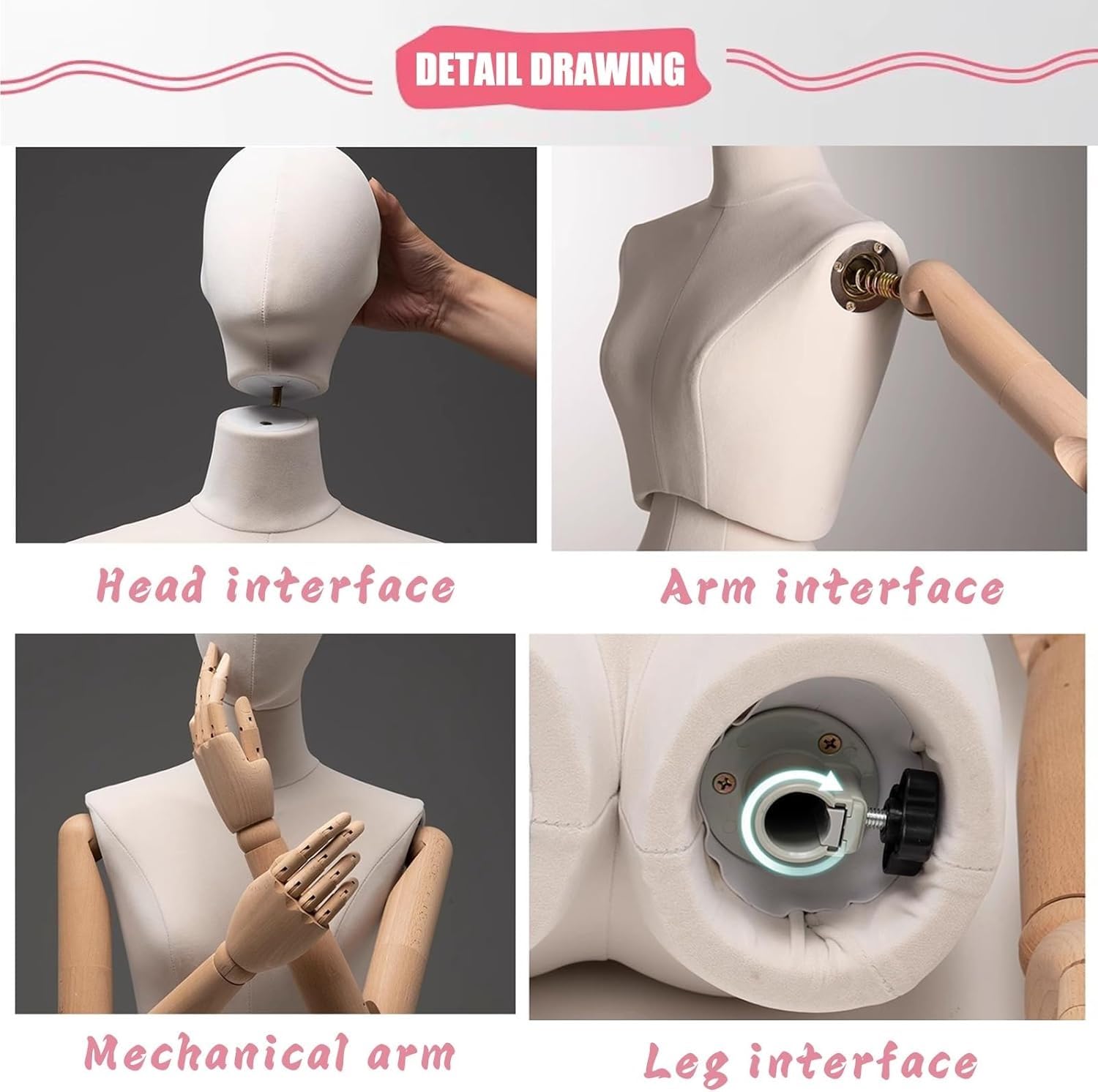 Manichini Femminili per la Vendita al Dettaglio, con Abiti Staccabili, manichini da Cucito per Sartoria, vetrine e casa.