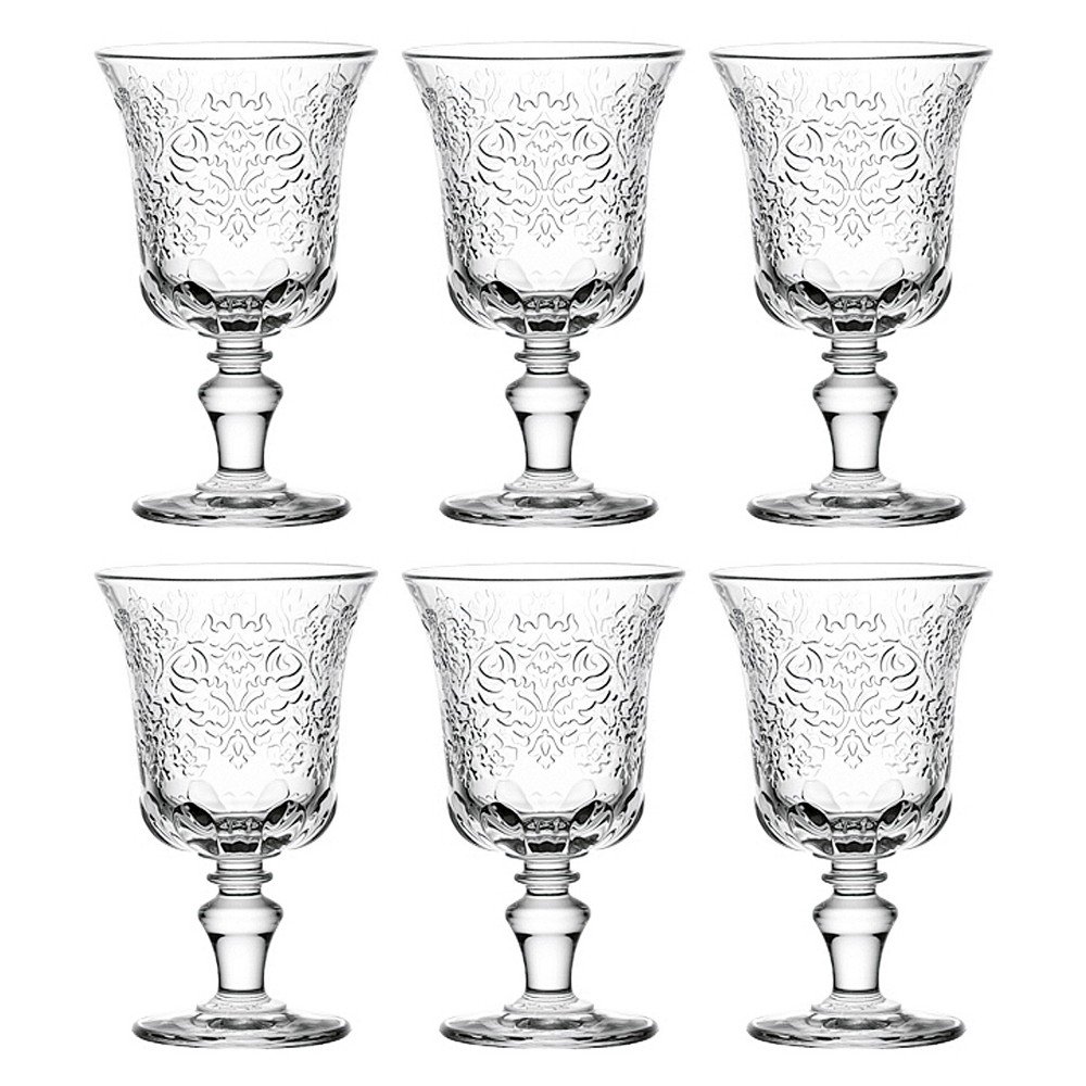 Verre à vin motif floral La Rochère AMBOISE 26cl lot de 6 verres pressés