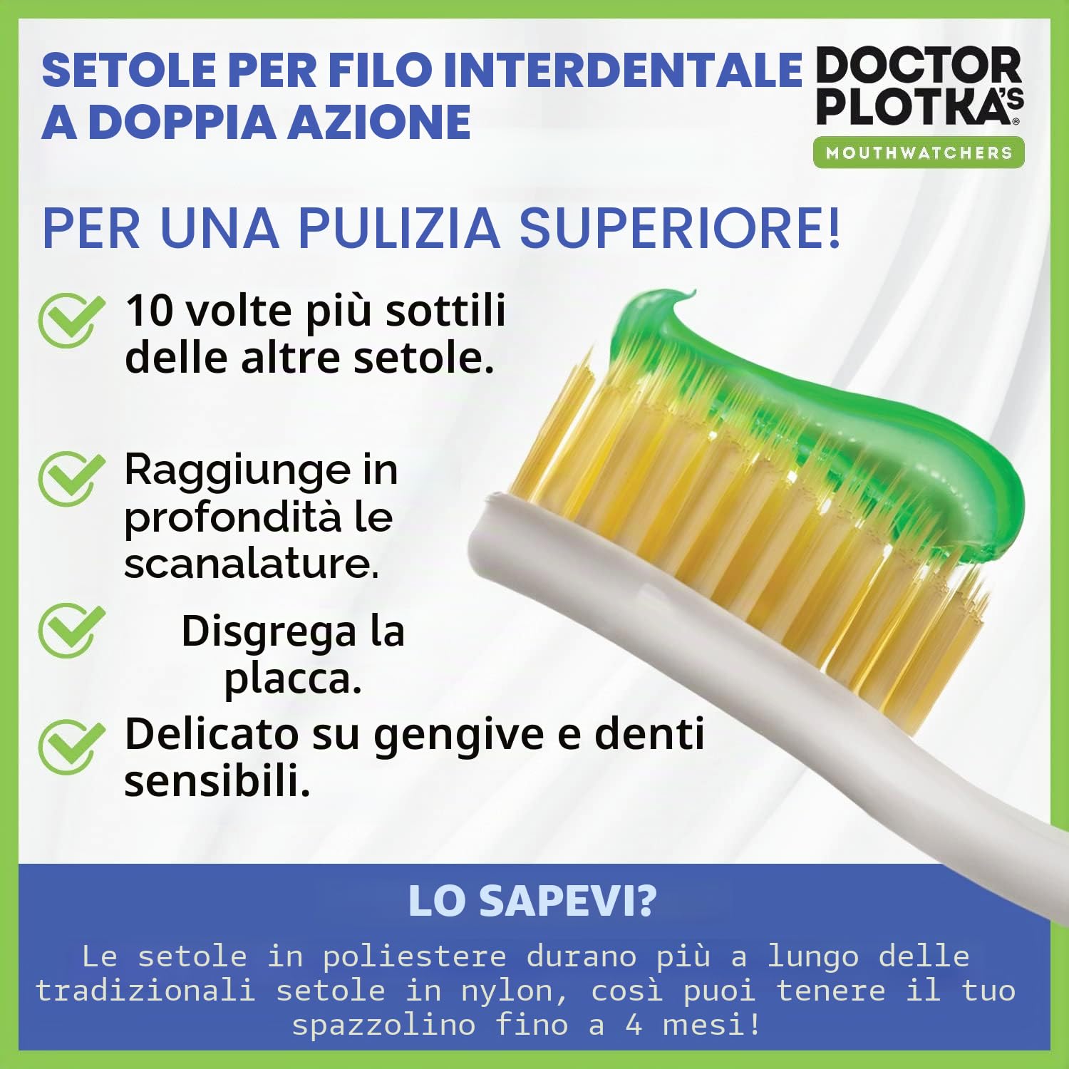 Mouthwatchers da dottore Plotka antimicrobica Floss setola argento adulti 6 pezzi