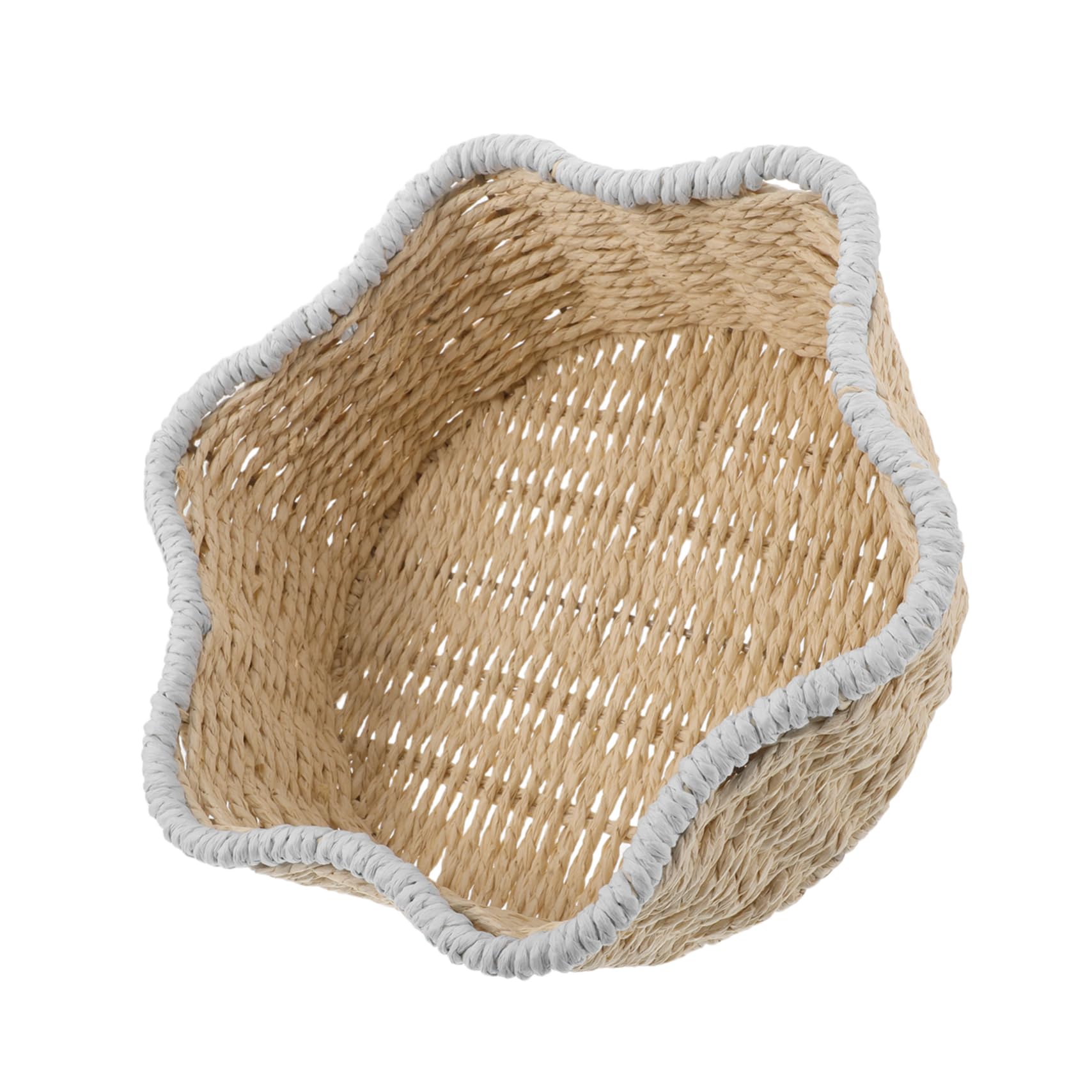 Cesta de Almacenamiento Tejida Mano Trenzado Organizador Decorativo de Imitación Ratán para Escritorio Sala Cocina y Baño Cesta Multiusos para Frutas y Snacks