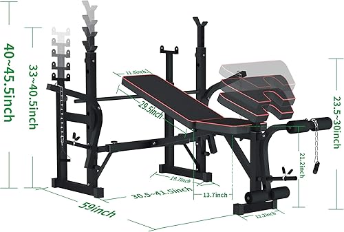 Miniatura 2 de VIVITORY Banco de pesas plegable multifunción ajustable, banco de entrenamiento olímpico con estante para sentadillas, soporte de levantamiento de