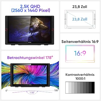 XPPen Artist 24 Pro Graphics Tablet with 2K QHD Display for PC