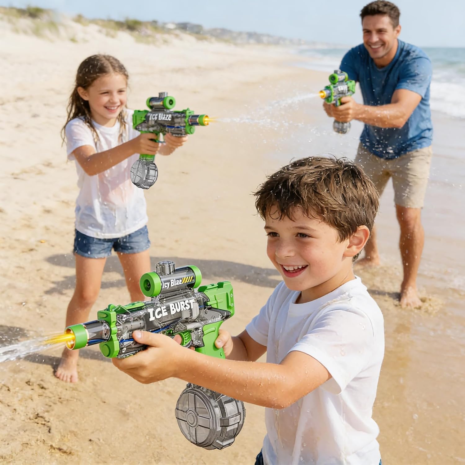 Upgraded Electric Water Gun with Flashing Lights, Large-Capacity Drum Magazine, Long Range 26FT for Outdoor Water Fight