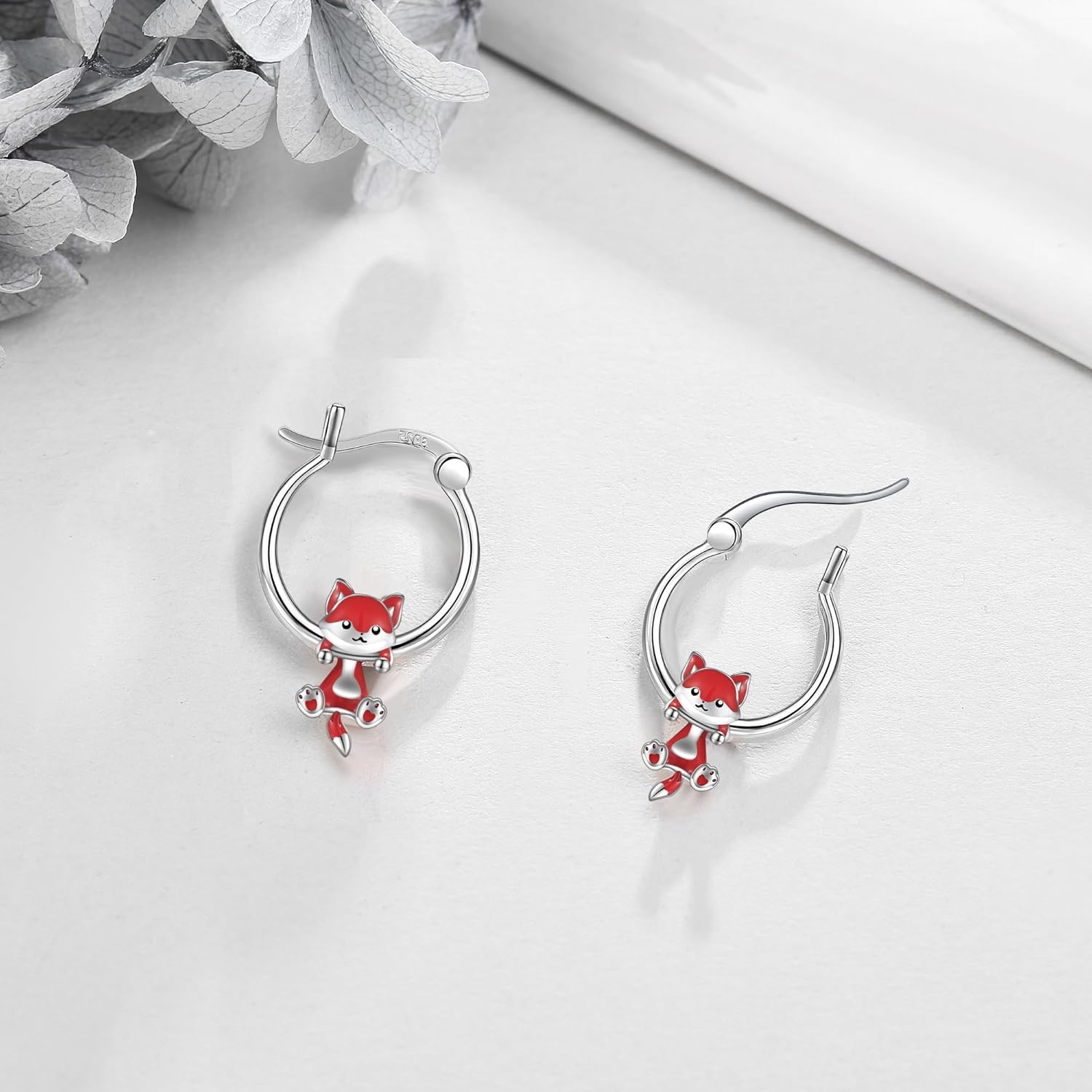 VONALA 925 Sterling Silver Fox Earrings for Women Fox Jewelry Aniaml Hoop Earrings - Image 3
