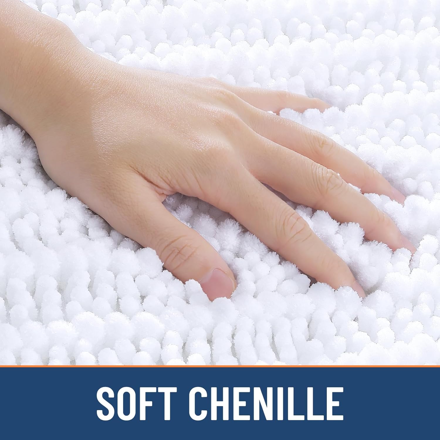 Smiry Bathroom Rugs Mat 48x32, Extra Soft Absorbent Chenille Bath Rugs, Non Slip Rubber Backing Machine Washable Quick Dry Bath Mats for Bathroom Floor, Tub, Shower, Home Decor Accessories, White - Image 4