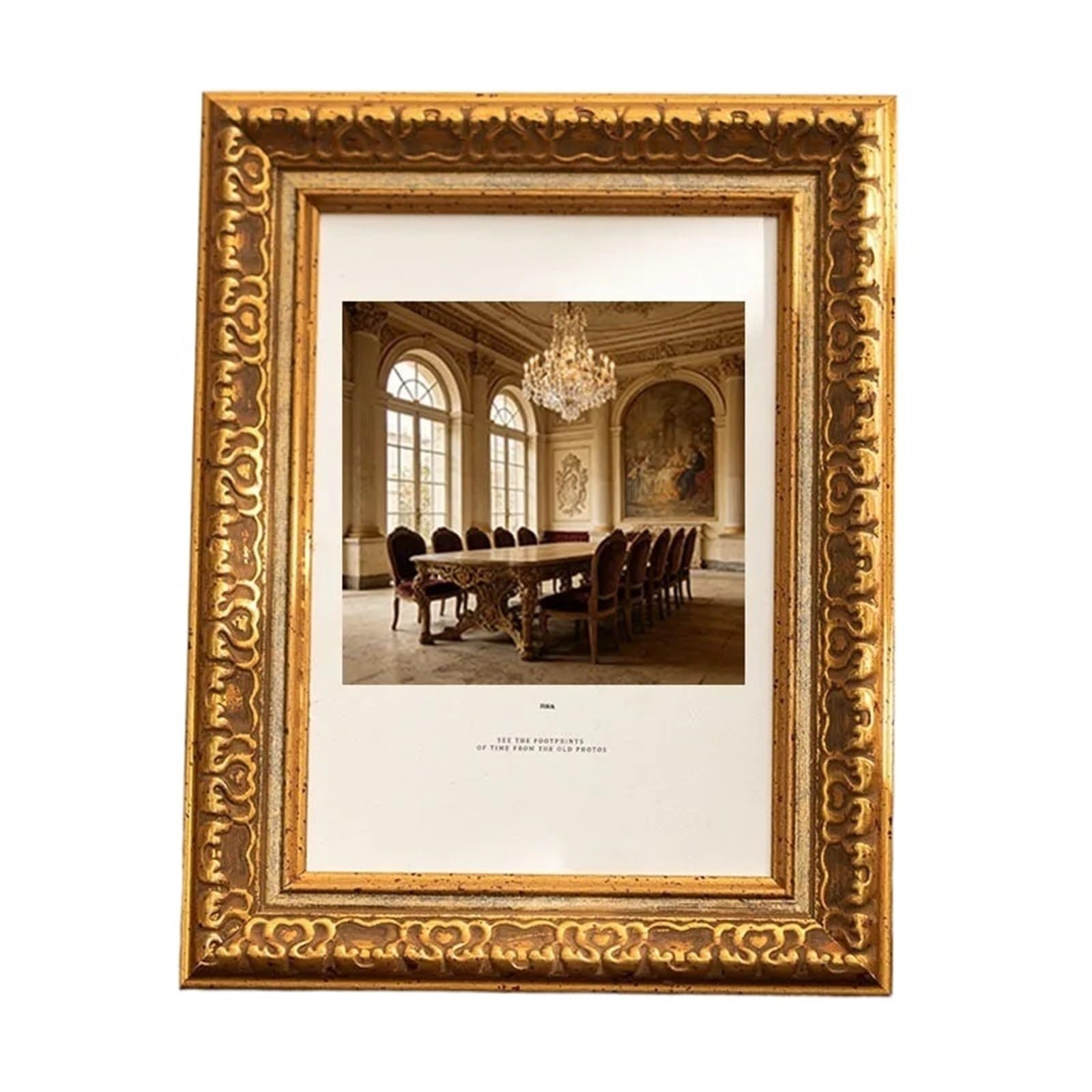 Picture Frame Hanging Wall 5-10 Inch Horizontal Resin Table A4 Wedding Dress Palace Retro For Photo And Picture(Retro gold,7inch)