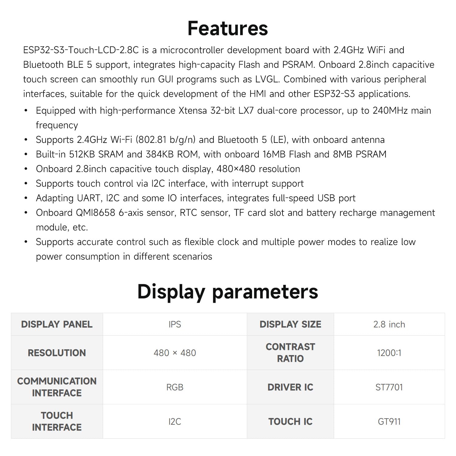 Waveshare ESP32-S3 2.8inch Capacitive Touch Round Display Development Board 480480 32-bit LX7 Dual-core Processor Supports WiFi & Bluetooth ESP32 with Display product thumbnail 5