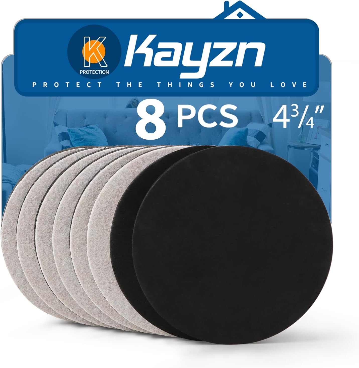 Kayzn Felt Furniture Sliders, 8 PCS 4.75 Inch Furniture