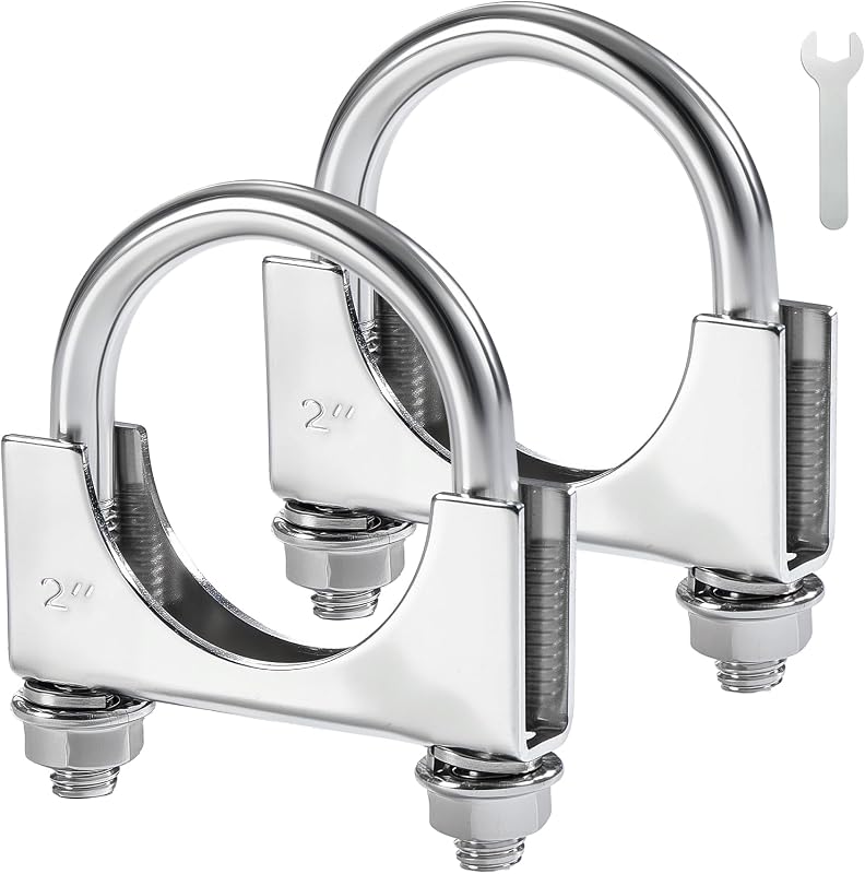 Abraçadeira U para escapamento EVIL ENERGY em aço inoxidável 304, estilo saddle, para tubo de 2" – Kit com 2 unidades