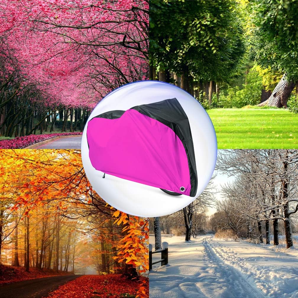 Roctee Bicycle Cover Waterproof Wind Rain Snow Proof Outdoor Mountain Bike Road Travel Bike Cycle Covers With Storage Bag, 78.7''(L) * 27.6''(W) * 43.3''(H) For XL Size (Black & Rose)