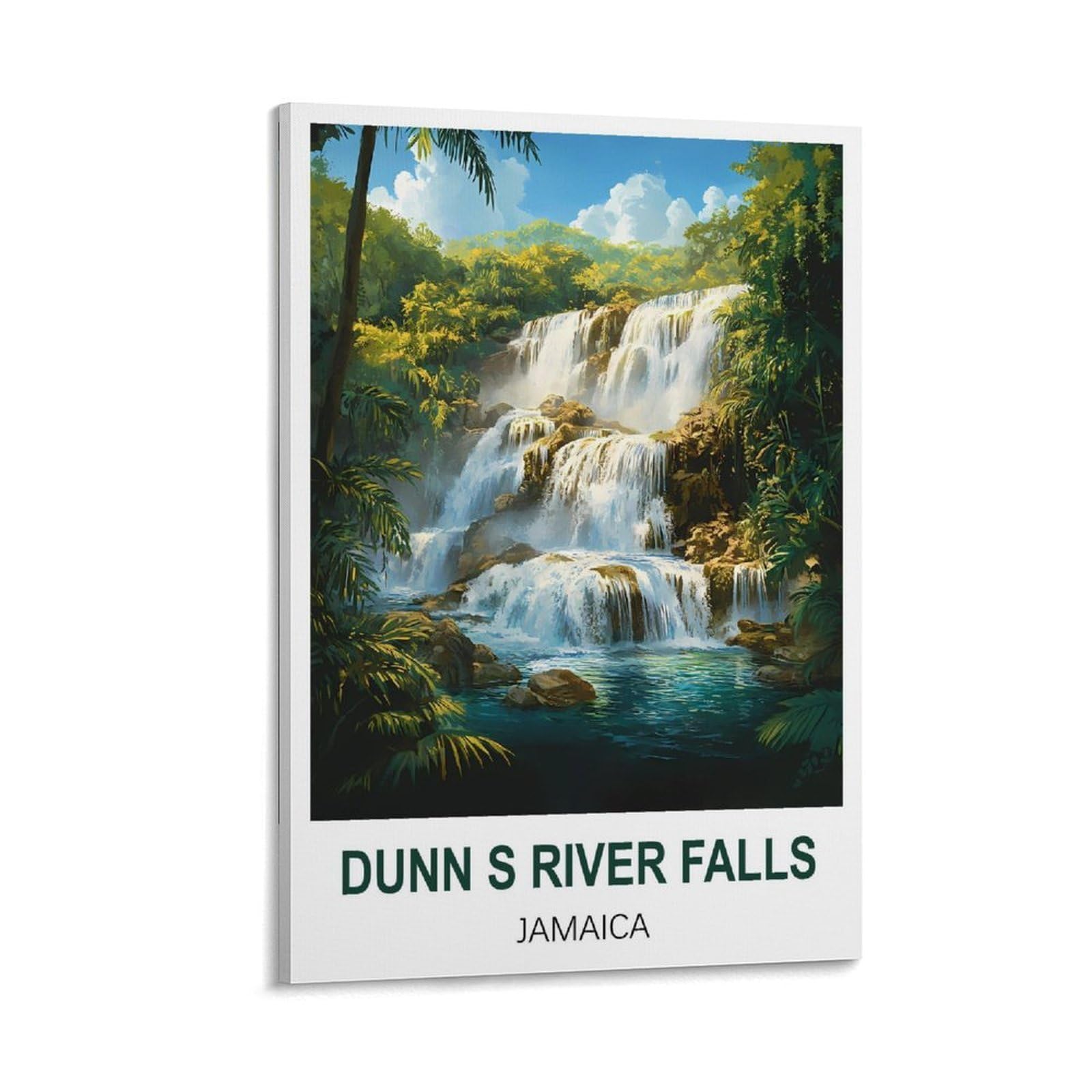 Fjiwecwsq Frame-Style Dunn's River Falls Jamaica Vintage Travel Posters 08X12inch(20X30cm) Canvas Wall Art Painting Prints
