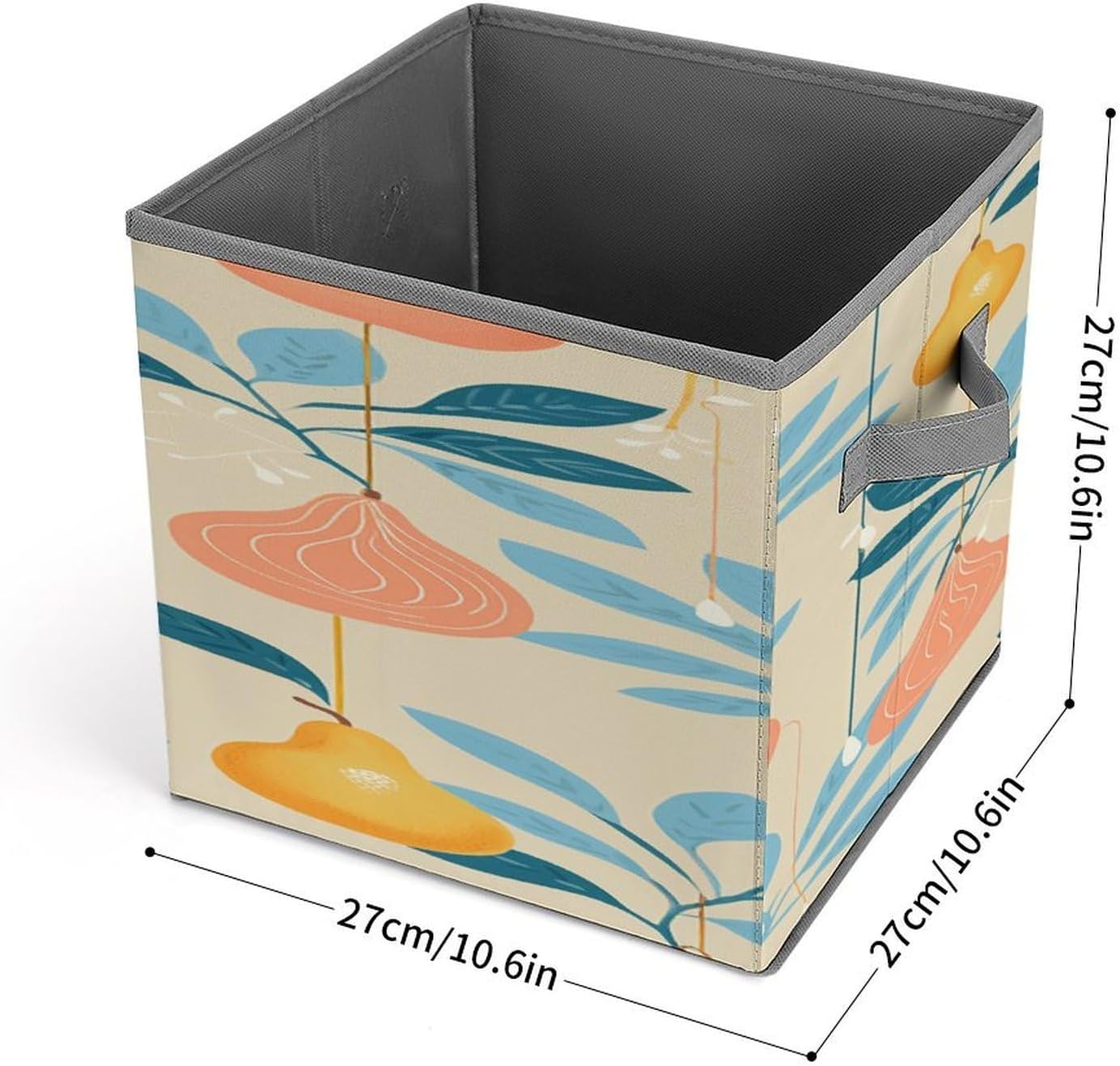Pears And Leaves Fabric Bins Storage Basket Square Baskets | Storage Bin with Double Handles,Cube Collapsible Organizers for Organization,Closet,Shelves,Offices