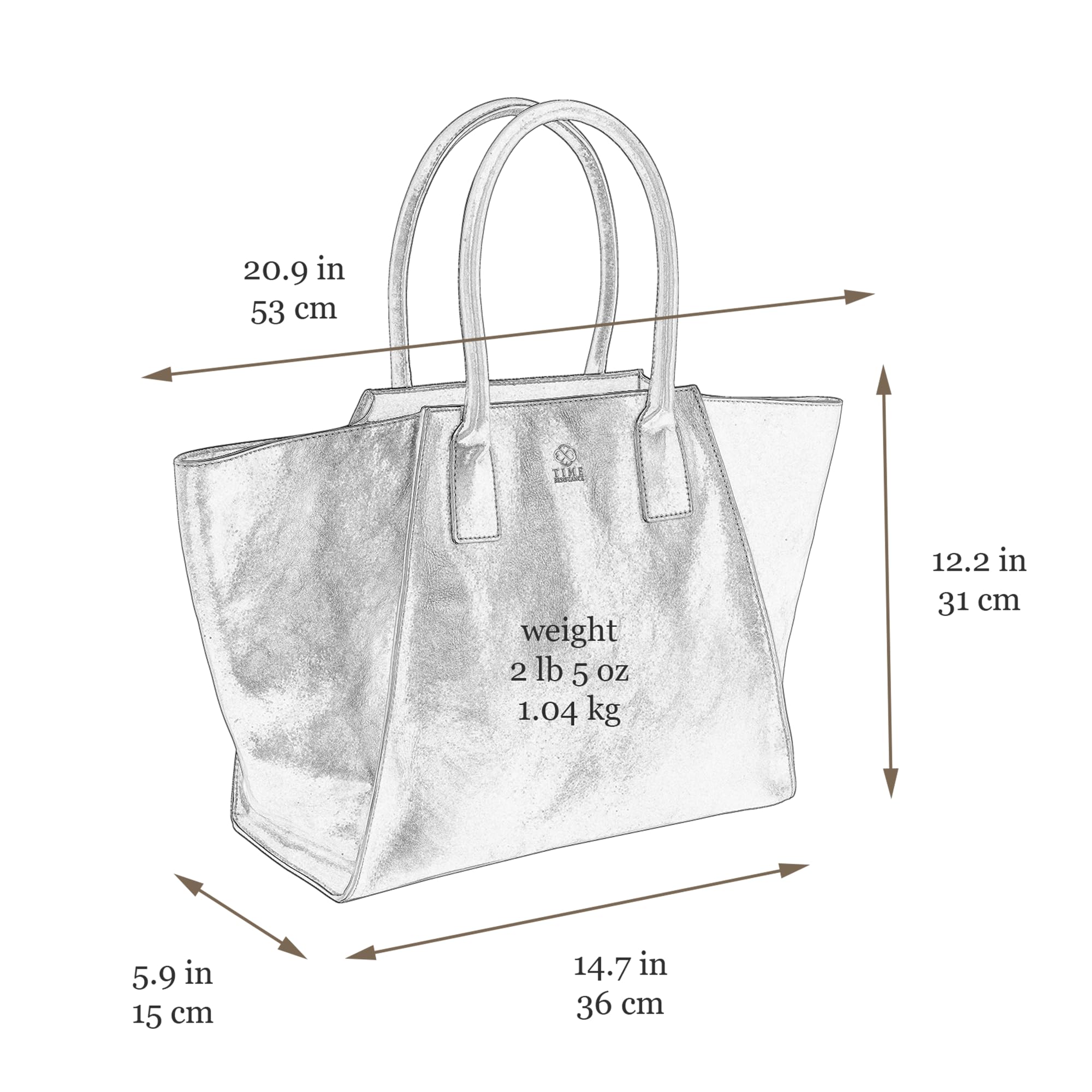 Time Resistance Skórzana torba typu tote – skórzana torba na ramię dla kobiet – włoska torba na ramię
