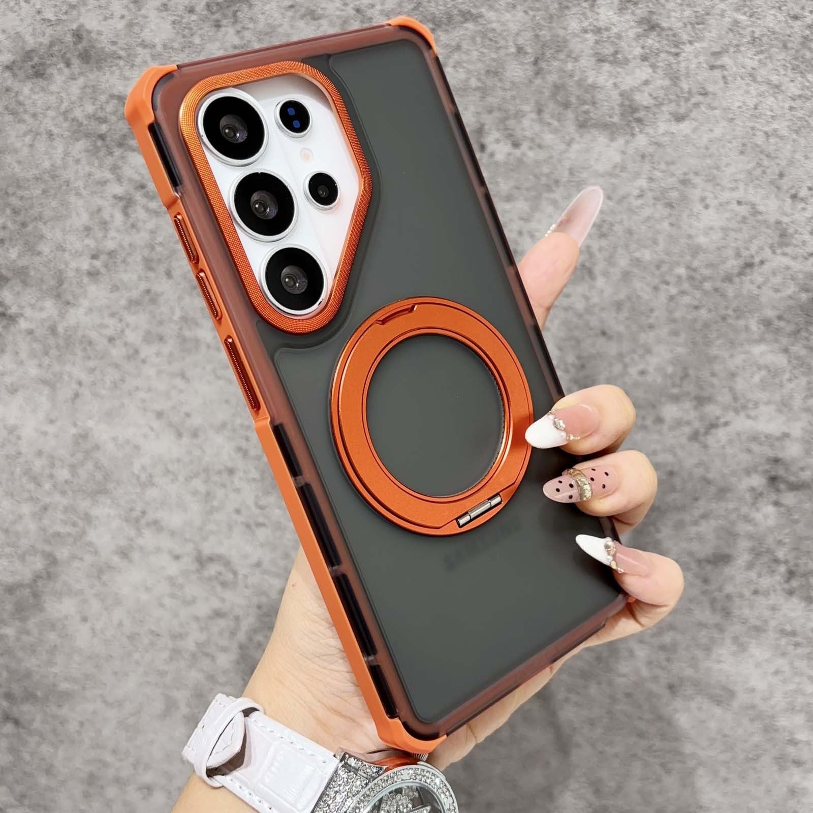 Coque rigide Samsung S26 silicone orange support anneau - 8