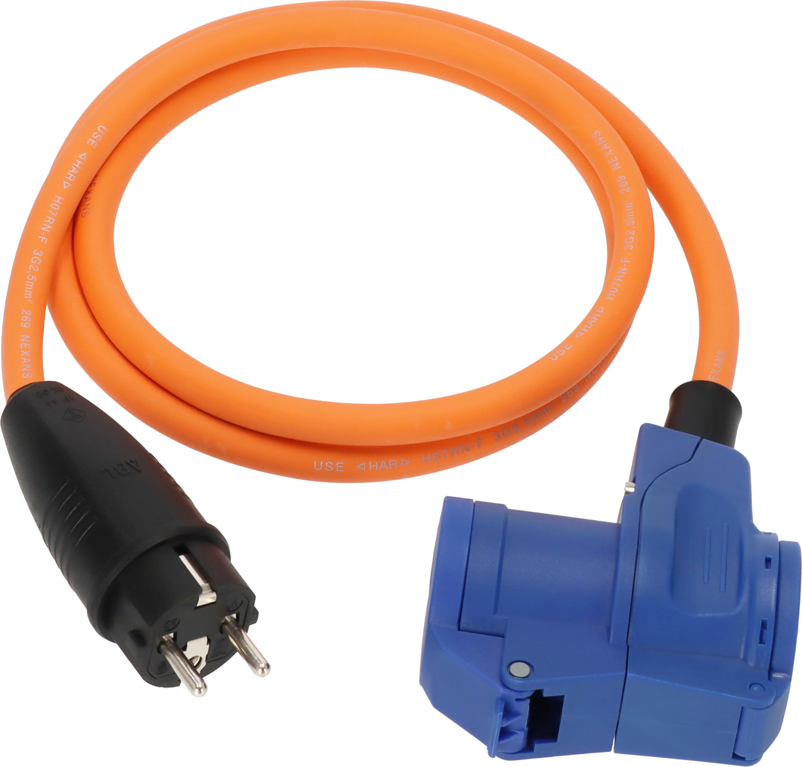 Brennenstuhl Cable adaptador CEE para camping con enchufe a tierra y enchufe angular CEE con indicador de voltaje LED incluido enchufe a tierra (cable de 1,5 m, para uso en exteriores, fabricado en