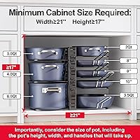 Vista 3 de ORDORA Pots and Pans Organizer under Cabinet 14.55 Height, Adjustable 8-Tier Pot Organizers inside Cabinet, Kitchen Organizers and Storage Fit 6-11