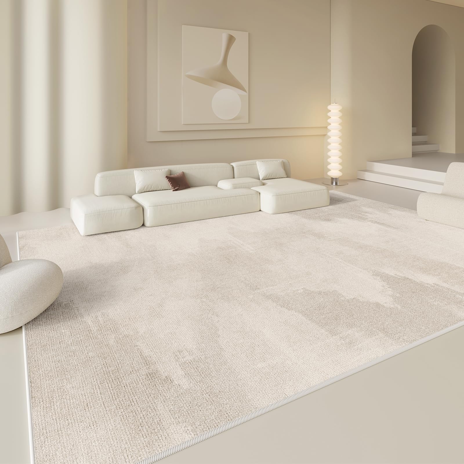 Tapis antidérapant beige et encre 80x120 cm pour une cuisine sécurisée