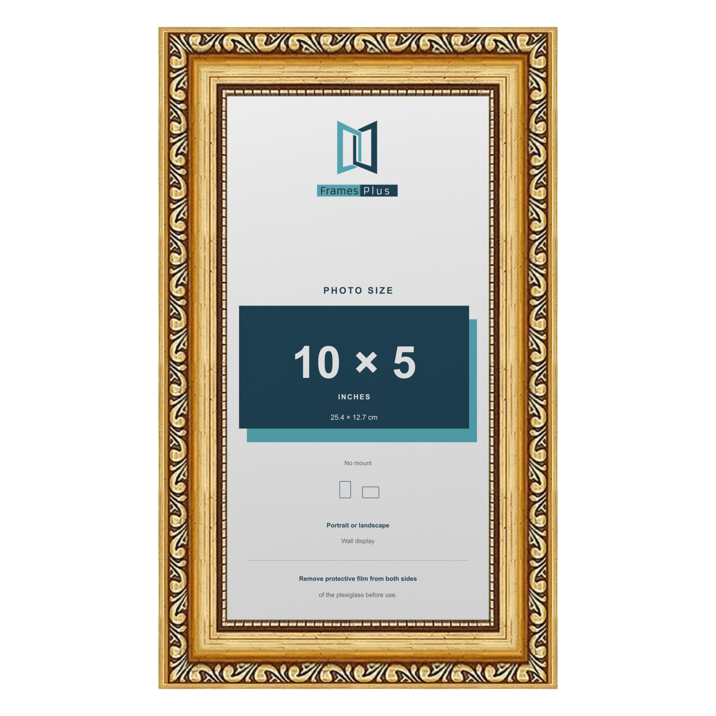 FramesPlus ORNATE Shabby Chic 10x5 Picture Frame, Gold — image 1
