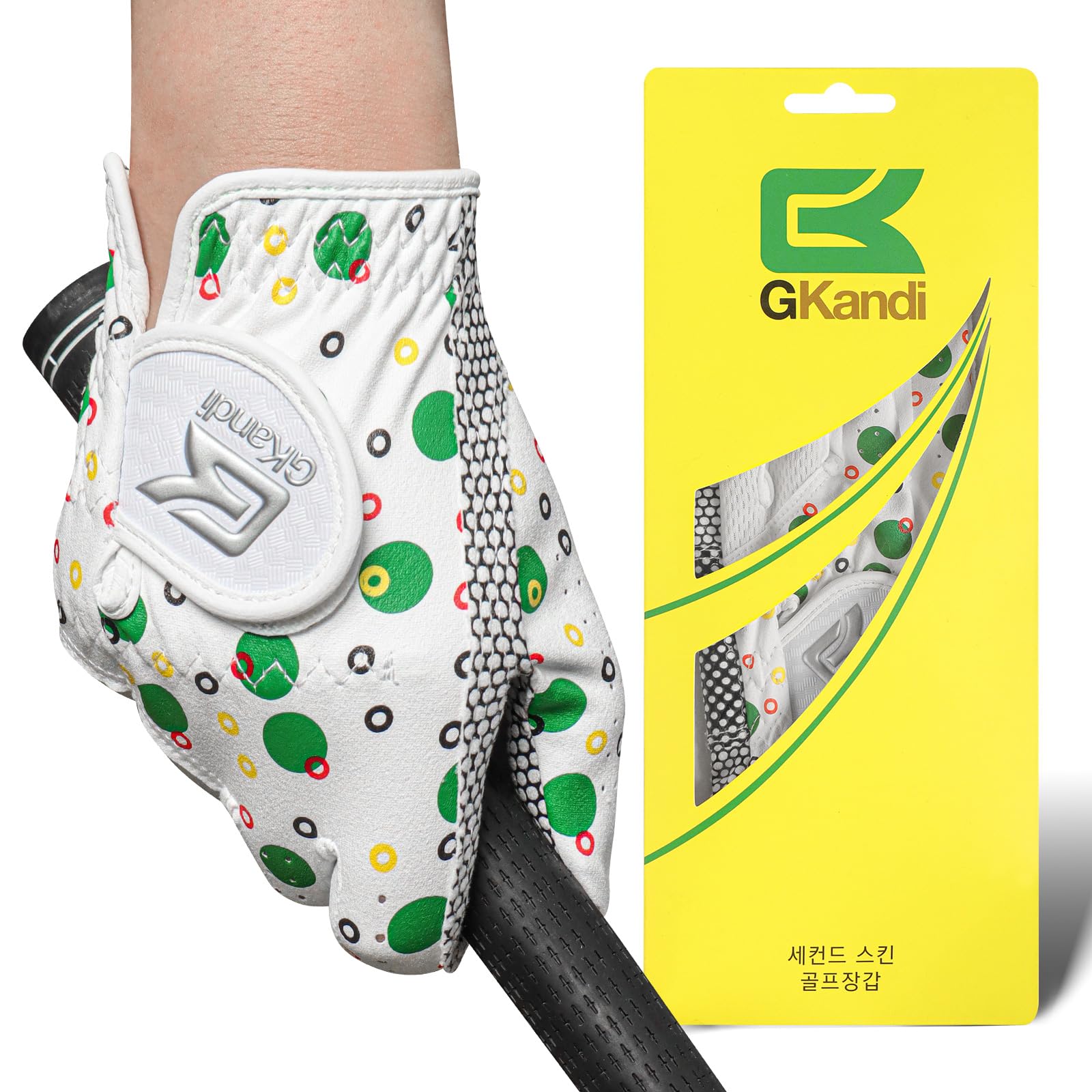 Golf Gloves Kids Junior Upgrade Grip Stylish 1 Pack, All Weather Breathable Gloves for Left Right Hand Youth Toddler Boys Girls (Green, L, Right)