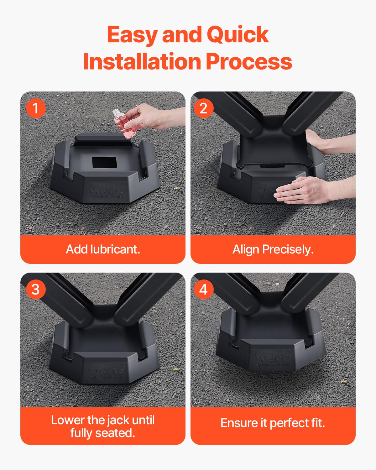 VEVOR Lot de 4 Patins de nivellement pour Camping-Cars et remorques, en Caoutchouc, Charge maximale : 2300 kg (par Coussin), Tampon de stabilisation de cric avec Grande Surface, idéal pour Les Pieds