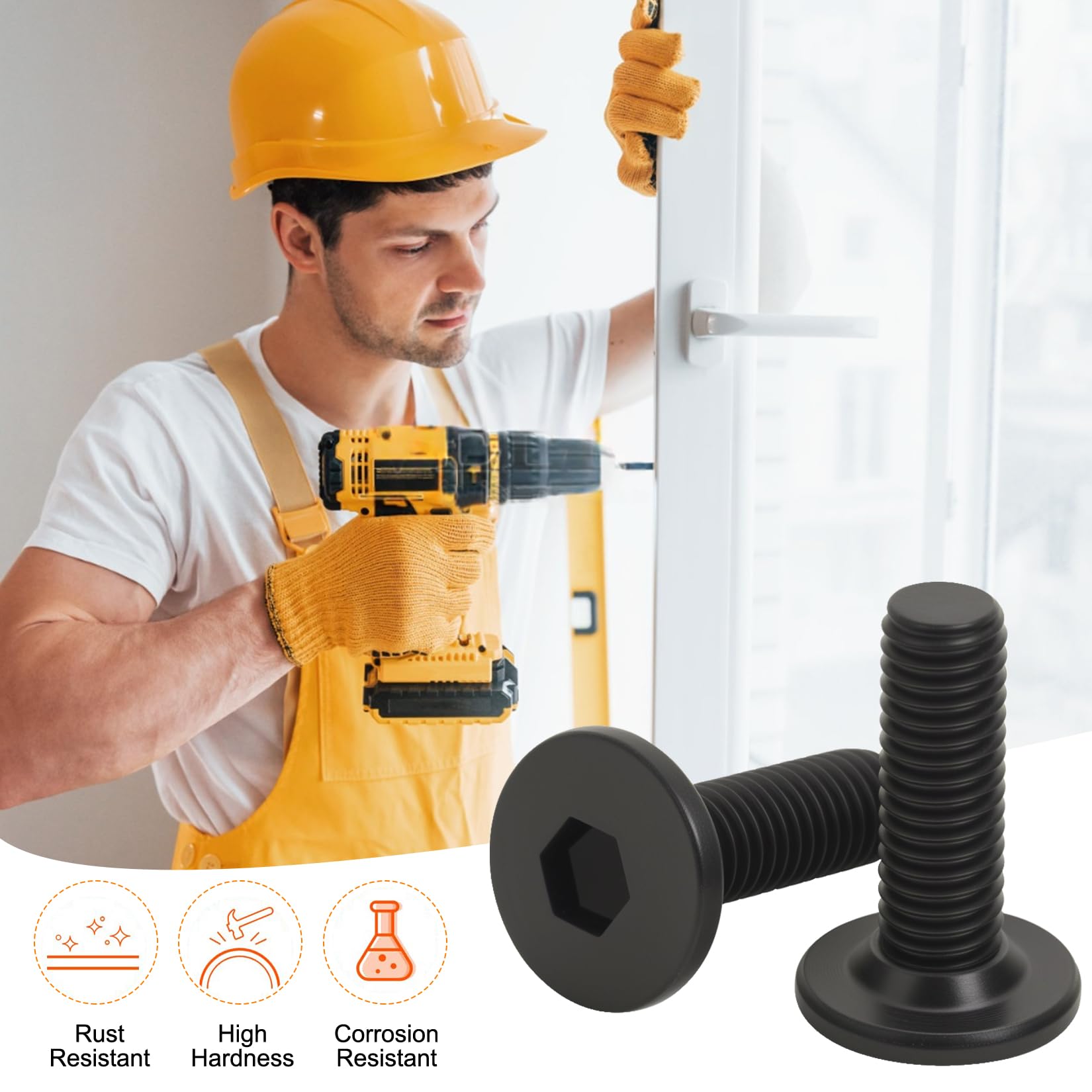 20 PzViti M5, Viti a Testa Svasata con Esagono Incassato, M5 x 16 mm Assortimento di Bulloni Viti a Brugola a Testa Piatta Nero per Macchine, con Chiave