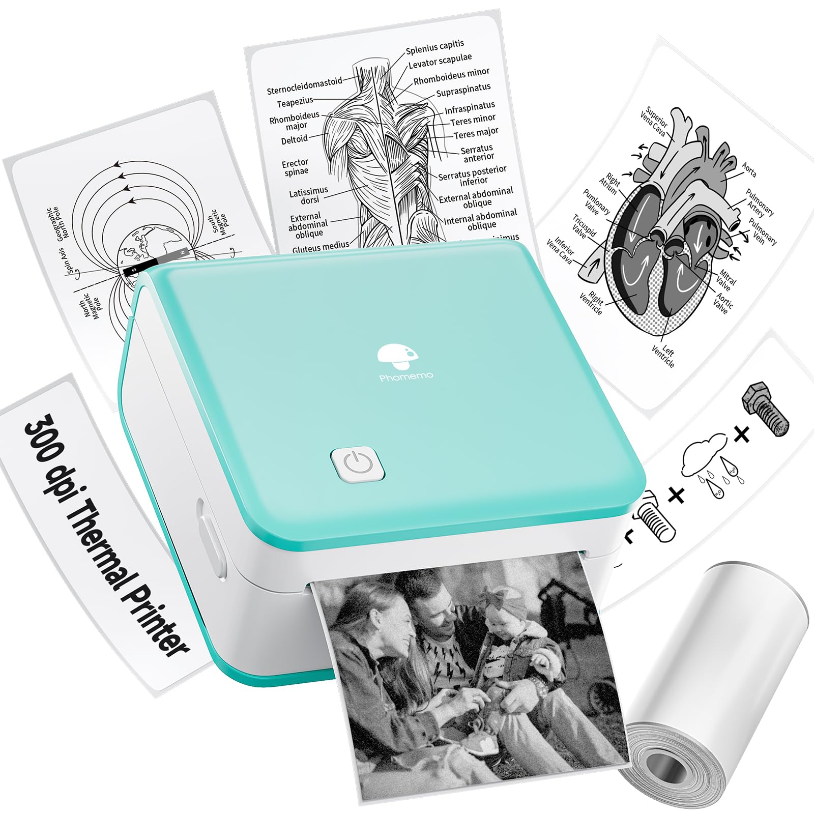 Phomemo M02 Pro Imprimante Portable Thermique 300 DPI Bluetooth Vert