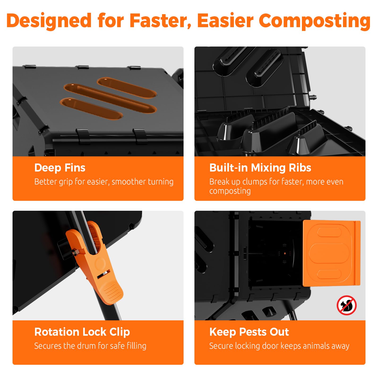 Large Compost Tumbler - Dual Chamber for Faster Composting -7