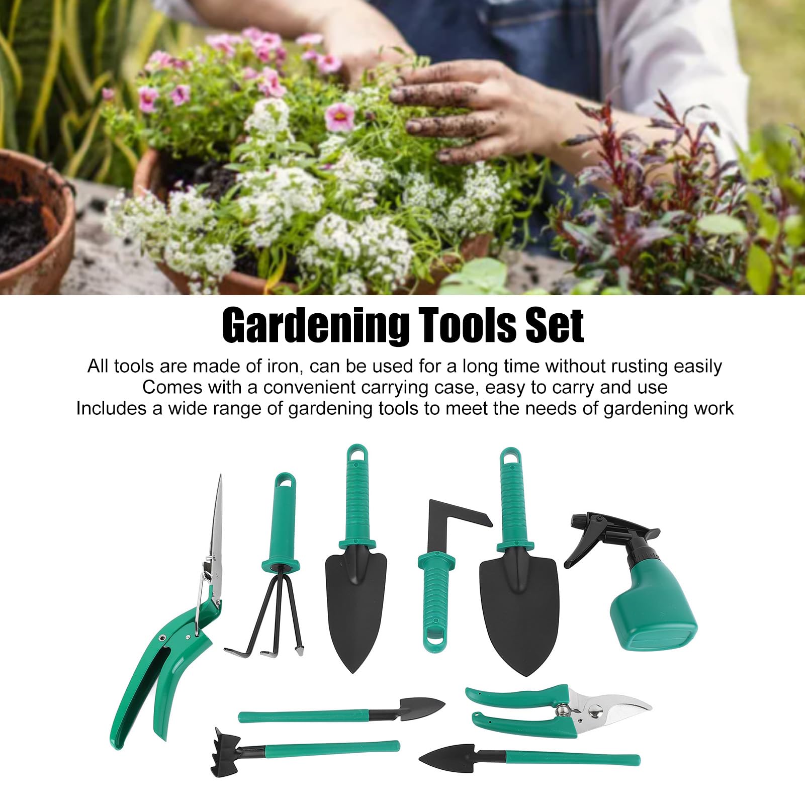 Zestaw narzędzi ogrodniczych Premium Iron Garden Tools Kit z nożyczkami, łopatami, puszkami ze sprayem do prac ogrodowych i ulicznych