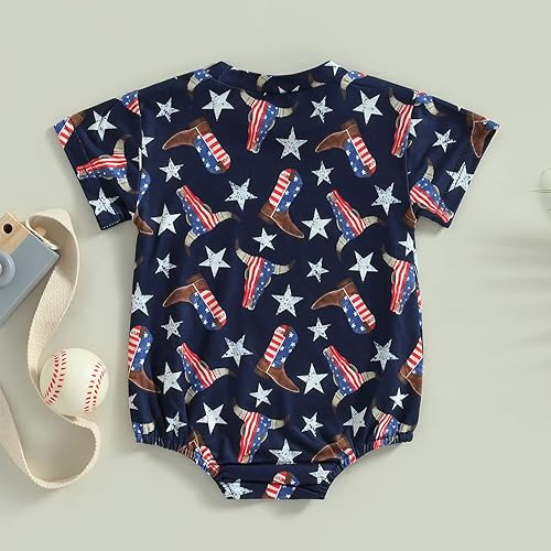 Miniatura 4 de Kayotuas Mameluco de burbujas para bebé, traje de vaquero recién nacido, traje de niño y niña, con estampado de vaca, camiseta de gran tamaño,