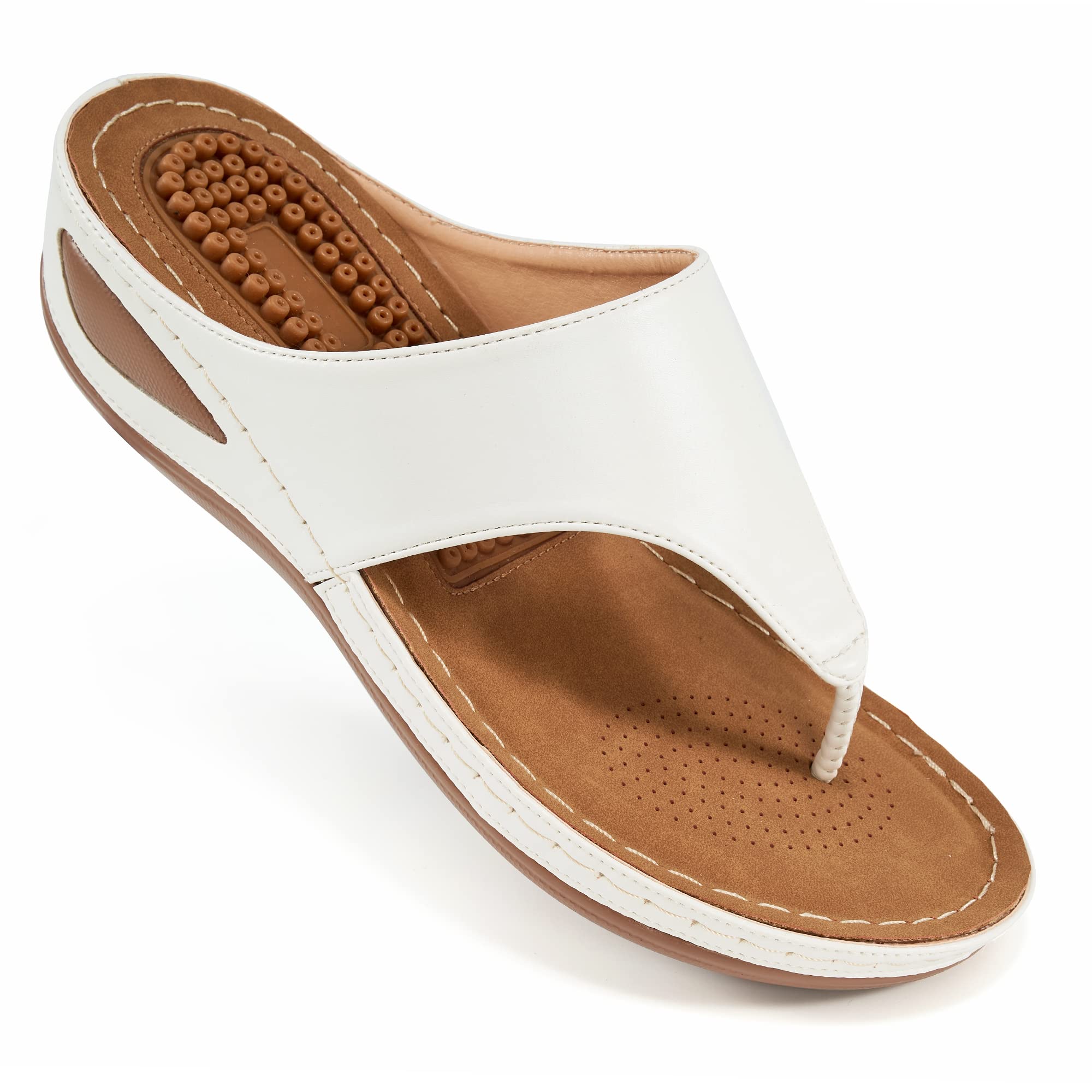 EcetanaWomens Sandals Flip Flops for Women with Arch Support Cushion Summer Casual Rhinestone Wedge sandal Shoes