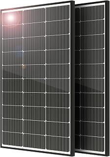 JJN 200 Watt Solar Panel, 2pcs 100W 16BB N-Type High Efficiency 12 Volt Solar Panels, 25% High Coversion Rate Solar Module PV Charge for Boat Rooftop Caravan and Other Off-Grid System