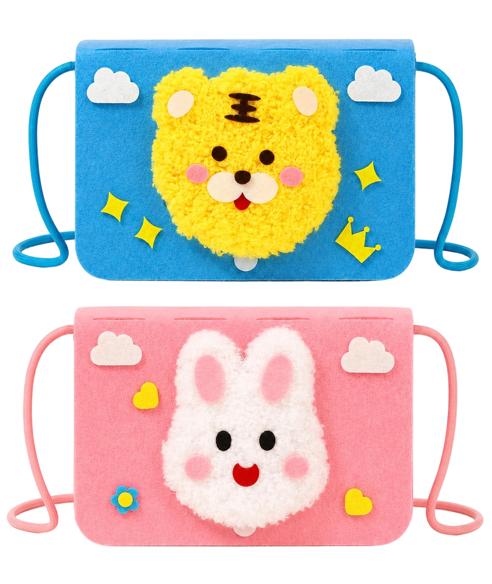 Embroidery Kit for Beginners, Punch Needle Kit, Creative Craft Projects, DIY Stitching Kits with Animal Designs, Pink Rabbit and Blue Tiger Crossbody Bags-image-38