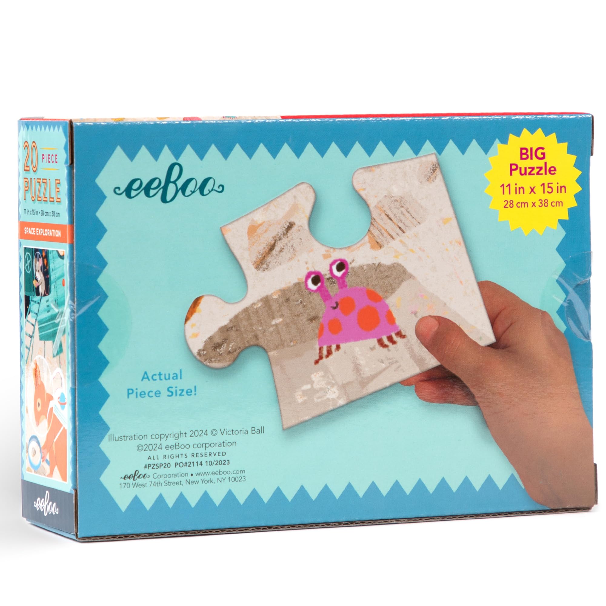 eeBoo: Space Exploration – 20-teiliges Puzzle – 15 x 11 Kinder-Puzzle, übergroße glänzende Teile, Tiere auf dem Mond, Vorschulpuzzle, ab 3 Jahren