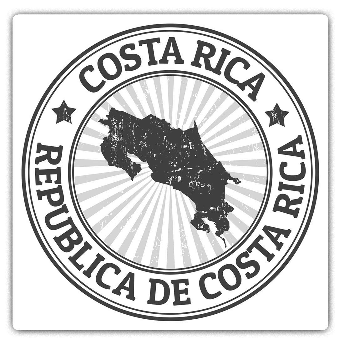 Square Stickers (Set of 2) 7.5cm BW - Repubblica Costa Rica Map America Laptop Tablet Luggage Scrapbook #41891
