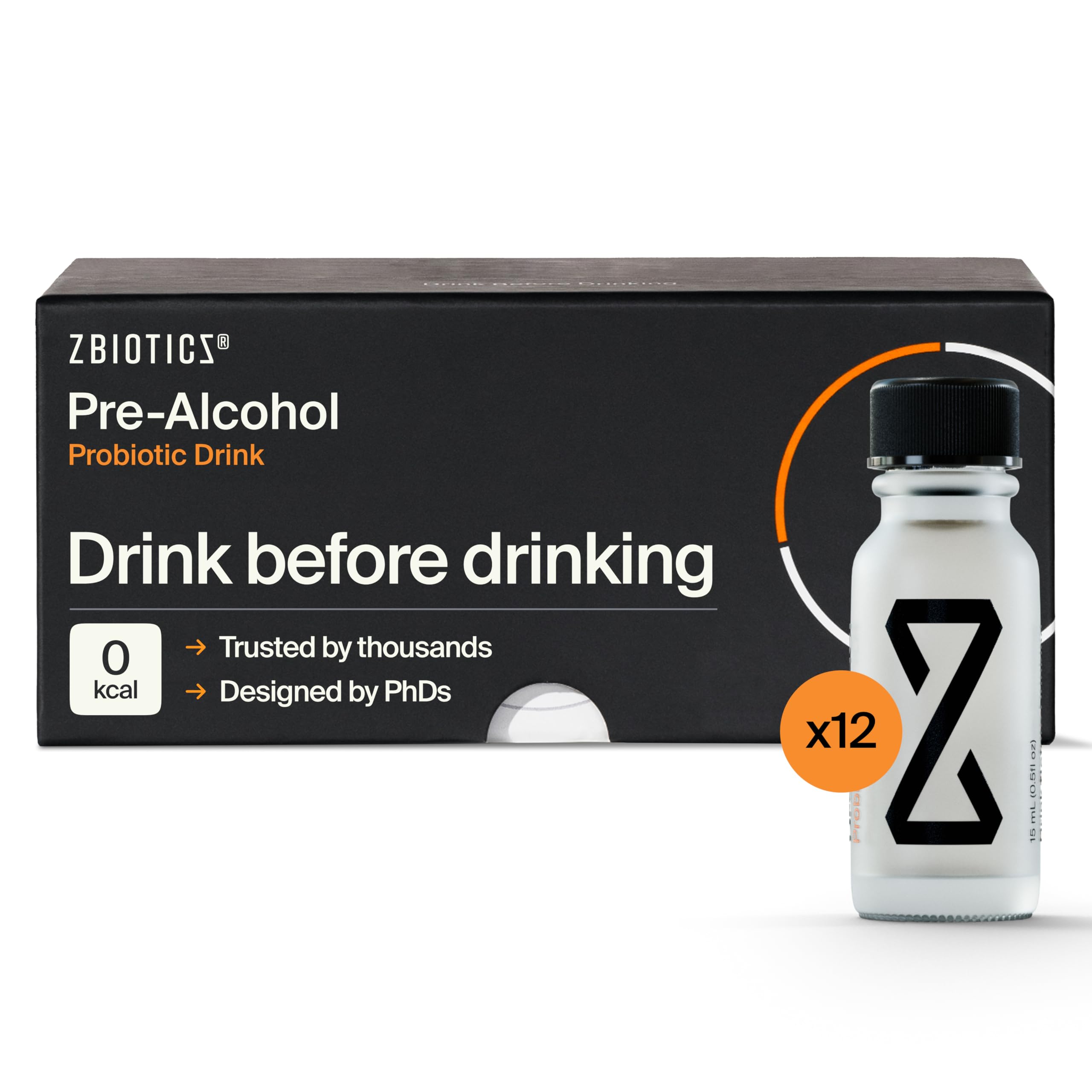 Feel Better After Drinking, Wake Up Refreshed, Science-Backed, Patented Probiotic for Easier Mornings, Travel-Friendly, 12-Pack of 0.47 Fl Oz Bottles