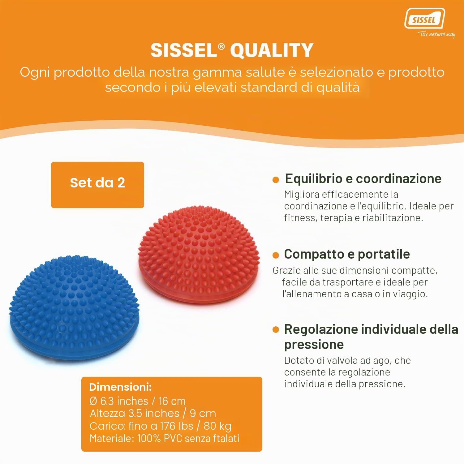 Sissel 161040 Tavola di Equilibrio, Unisex – Adulto, Blu/Rosso, 16 x 9 cm