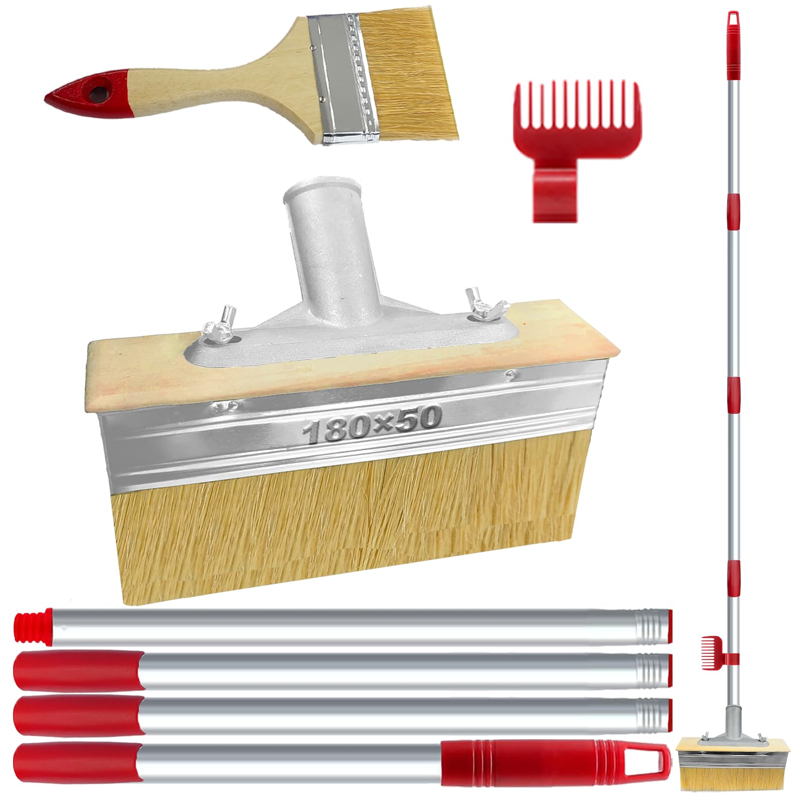 Large Paint Brush 7"Decking Brush,Long Handled Paint 60"Deck Stain Applicator with 3" Paint Brush for Woodstains, Oils, Decking, Fence,Wall and Furniture
