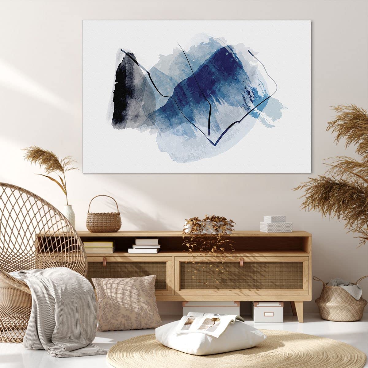 Impression sur Toile 120x80cm Tableaux Image Photo Tirets Morceau Moderne