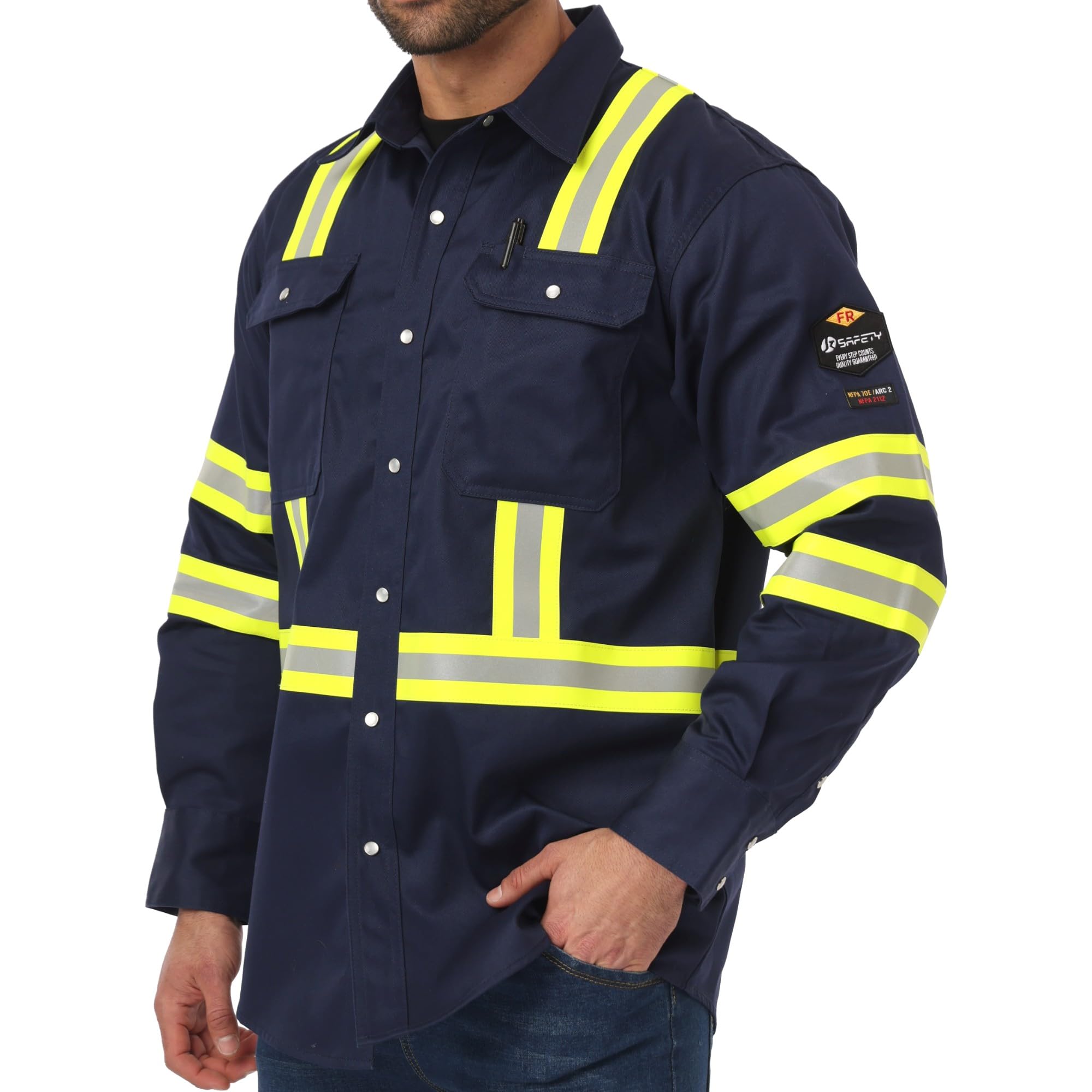 JKSafety 7oz FR Shirts for Men Women ARC 2 Fire Resistant Welding Shirts FRC Long Sleeve Safety Workwear