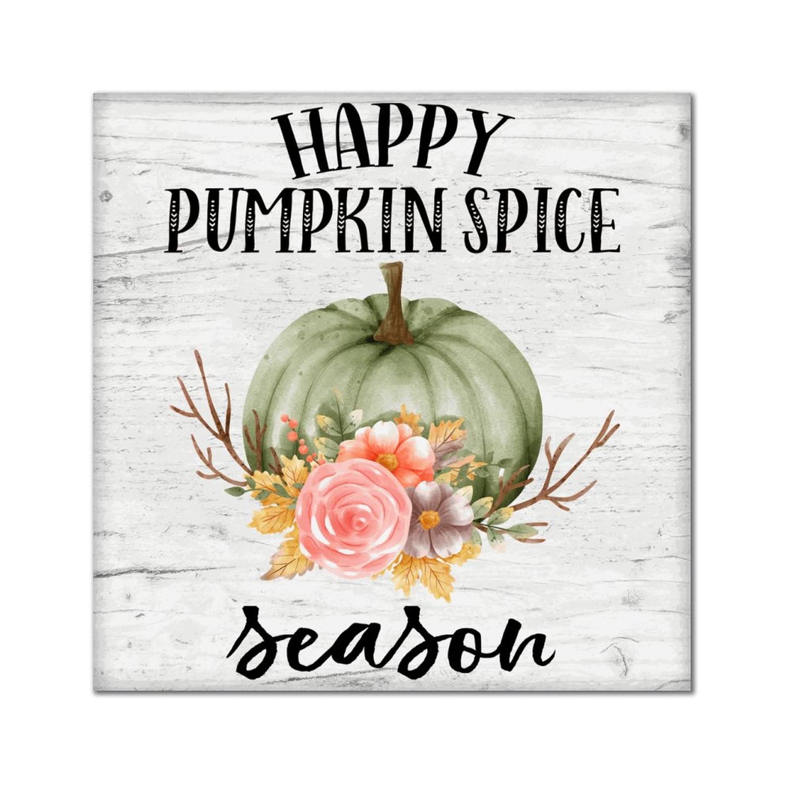 Plaque murale vintage en bois Happy Pumpkin Spice Season 30x30 cm
